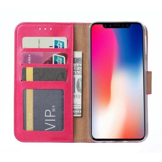 iPhone 11 Hoesjes – Bookcase Portemonnee – Magneetsluiting – 2x Screenprotector Gehard Glas – Roze-Ilumina Benelux