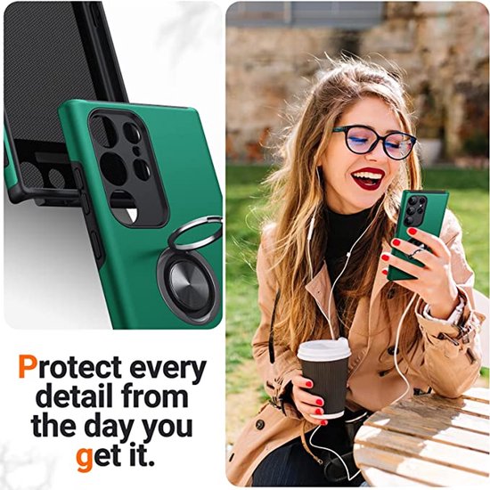 Samsung Galaxy S24 Ultra Hoesjes – Schokbestendige Backcover – Inclusief Gehard Glas Screenprotector – Groen-Ilumina Benelux
