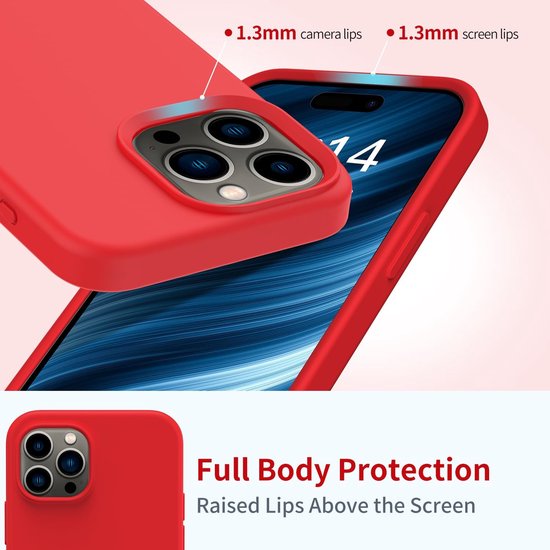 iPhone 15 Pro Max Hoesjes – Liquid Siliconen Backcover – Flexibel TPU – Schokbestendig – Rood-Ilumina Benelux