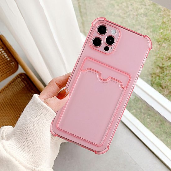 iPhone 13 Pro Max Hoesjes – TPU Backcover – Schokbestendig – Pasjeshouder – Roze-Ilumina Benelux