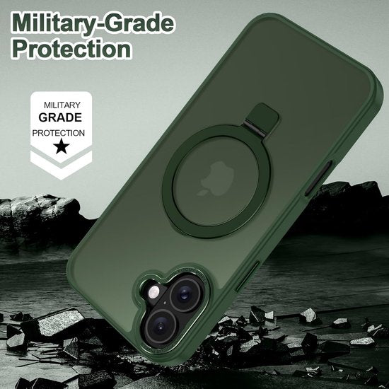 iPhone 16 Plus Hoesjes – MagSafe Backcover met Standaard – Schokbestendig – Groen-Ilumina Benelux