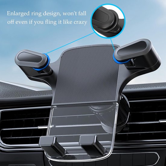 Telefoonhouder auto – Universeel 4-7 inch – 360° draaibaar – Eenknops-release Hook Clip – Zwart-Telefoonhouders-Ilumina Benelux