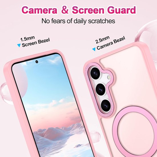 Samsung Galaxy S24 FE Hoesjes – MagSafe Backcover met Standaard – Schokbestendig – Roze-Ilumina Benelux