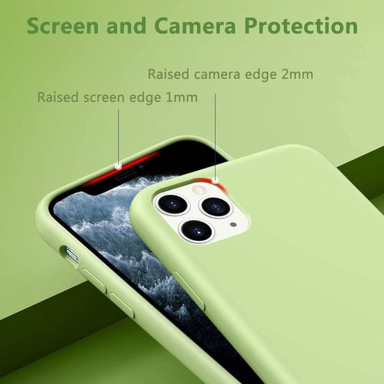 iPhone 12 Pro Max Hoesjes – Siliconen Backcover – Inclusief Screenprotector Gehard Glas – Spearmint-Ilumina Benelux