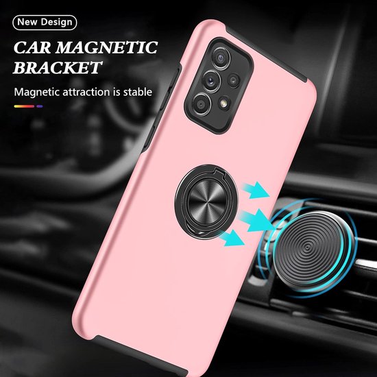 Samsung Galaxy A51 Hoesjes – Backcover met Vingerring – Grip & Standfunctie – Roze-Ilumina Benelux