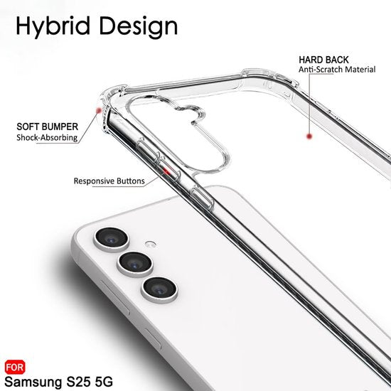 Samsung Galaxy S25 Hoesjes – Ultra-Hybrid Backcover – Schokbestendig – Crystal Clear Transparant