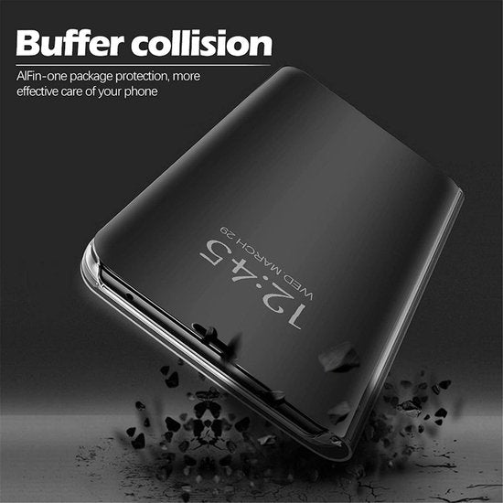 Spiegel Cover - Hoesje - Clear View Case Geschikt voor: Samsung Galaxy Note 10 - Zwart