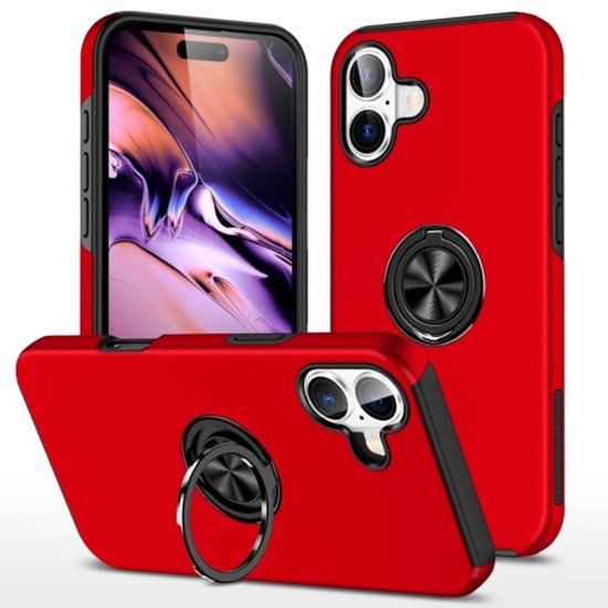 Samsung Galaxy A06 Hoesjes – Backcover met Vingerring – Grip & Standaard – Rood-Ilumina Benelux
