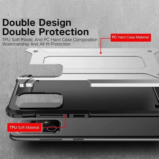 Samsung Galaxy A13 Hoesjes – Heavy Duty Armor Backcover – Schokbestendig – Voor 4G & 5G – Zwart-Ilumina Benelux