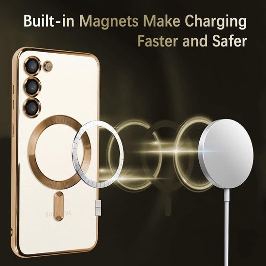 Samsung Galaxy S23 Hoesjes – Magnetische MagSafe Backcover – TPU – Camerabescherming – Goud-Ilumina Benelux