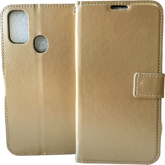 Samsung Galaxy M31S Hoesjes – Portemonnee Bookcase – Pasjeshouder – Magneetsluiting – Goud-Ilumina Benelux