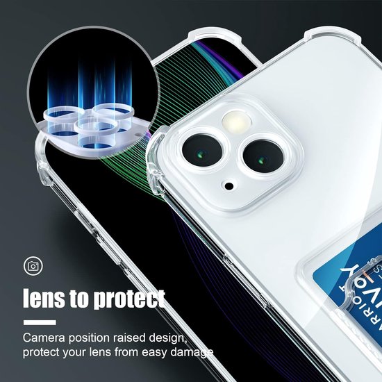 iPhone 12 Hoesjes – Transparante TPU Backcover – Schokbestendig – Pasjeshouder-Ilumina Benelux