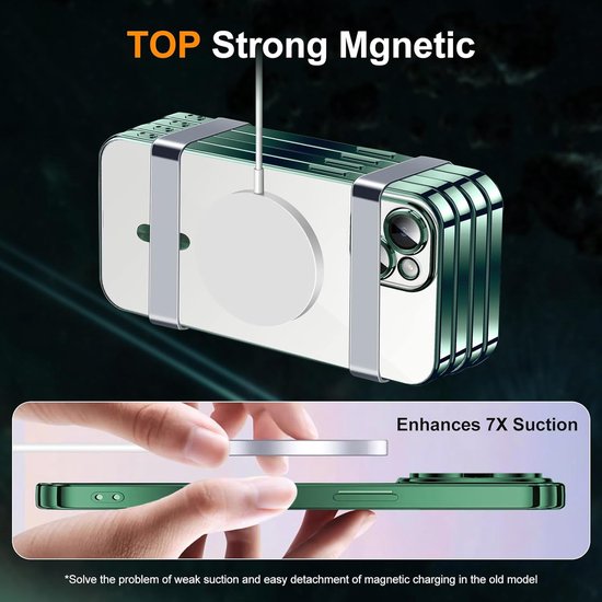 iPhone 13 Hoesjes – Magnetische Clear Siliconen Backcover – Camera Lens Protector – MagSafe – Groen-Ilumina Benelux