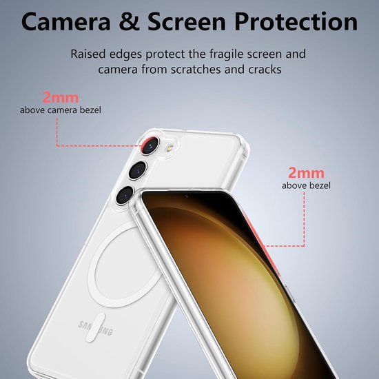 Samsung Galaxy S23 Plus Hoesjes – Transparante Backcover – Schokbestendig – MagSafe Compatibel – Doorzichtig-Ilumina Benelux