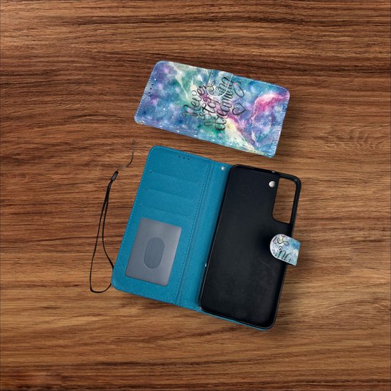 Samsung Galaxy S22 Plus Hoesjes – Portemonnee Book Case – Pasjeshouder – Magneetsluiting – Never Stop Dreaming Print-Ilumina Benelux