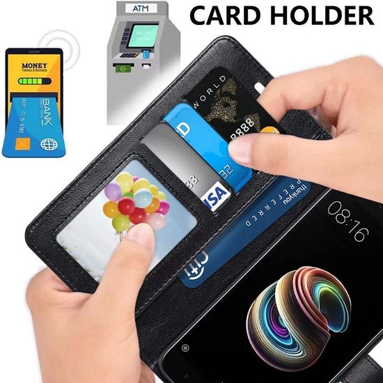 Samsung Galaxy A22 4G Hoesjes – Portemonnee Bookcase – Pasjeshouder – 1x Gehard Glas Screenprotector – Zwart