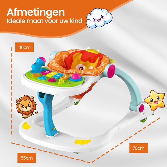 Baby loopstoel – Velox Goods VL-511 – Verstelbare hoogte – Met wielen & speelgedeelte – Veilig kleurrijk design – 6-36 maanden-Looptrainer-Ilumina Benelux