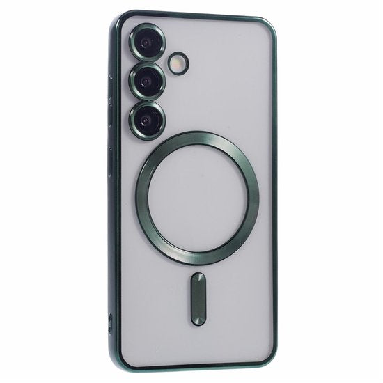 Backcover hoesje Geschikt voor: Samsung Galaxy S25 met geïntegreerde Camera lens bescherming - MagSafe - Groen