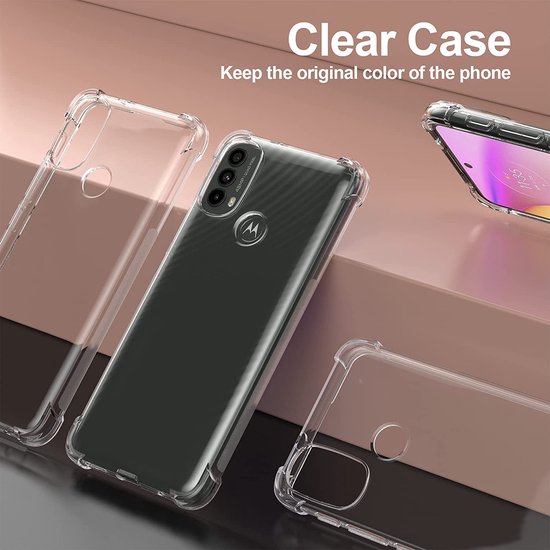 Motorola Moto E20/E30/E40 Hoesjes – Soft TPU Siliconen Backcover – Schokbestendig – Inclusief 3x Full Screenprotector – Transparant-Ilumina Benelux
