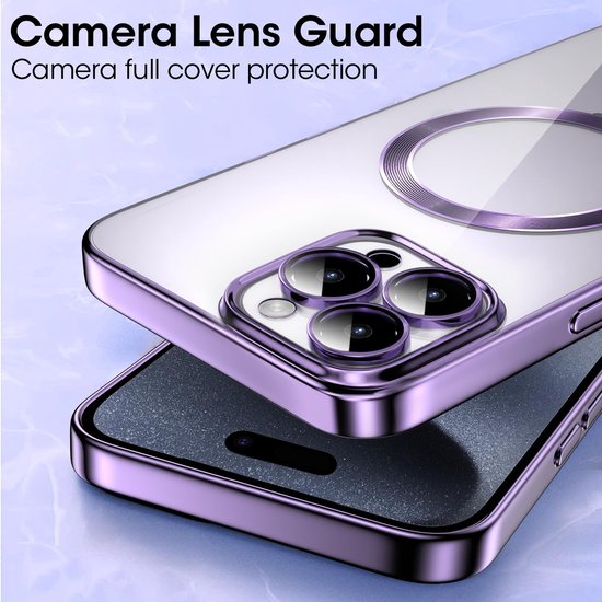 iPhone 15 Plus Hoesjes – MagSafe Compatible Backcover – Ingebouwde Camerabescherming – Paars-Ilumina Benelux