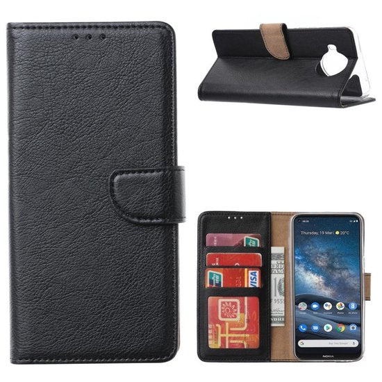 Nokia 8.3 Hoesjes – Bookcase Portemonnee – Magneetsluiting – Inclusief 2x Screenprotector – Zwart-Ilumina Benelux