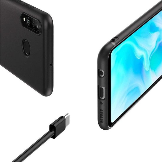 Huawei P30 Lite Hoesjes – Siliconen TPU Backcover – Inclusief Screenprotector – Schokbestendig – Zwart-Ilumina Benelux