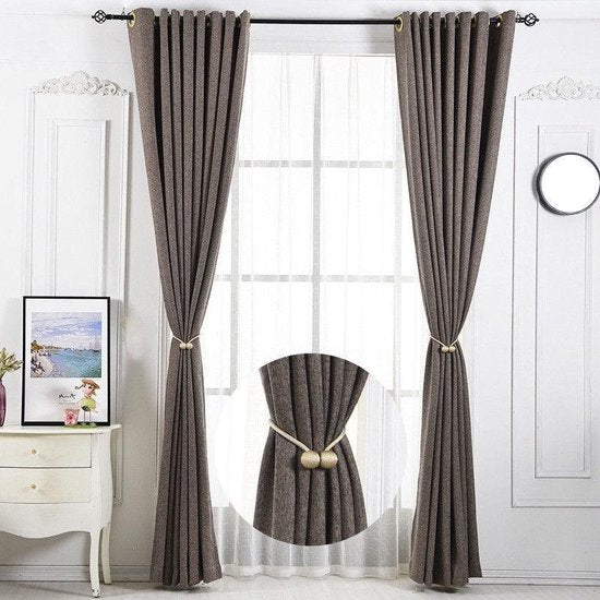 Gordijn embrasse – Magnetische gordijnhouder – Gordijnbinder met clips – Set van 2 – Beige-Ilumina Benelux