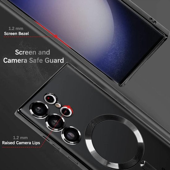 Samsung Galaxy S23 Ultra Hoesjes – Magnetische MagSafe Backcover – TPU – Camerabescherming – Zwart-Ilumina Benelux