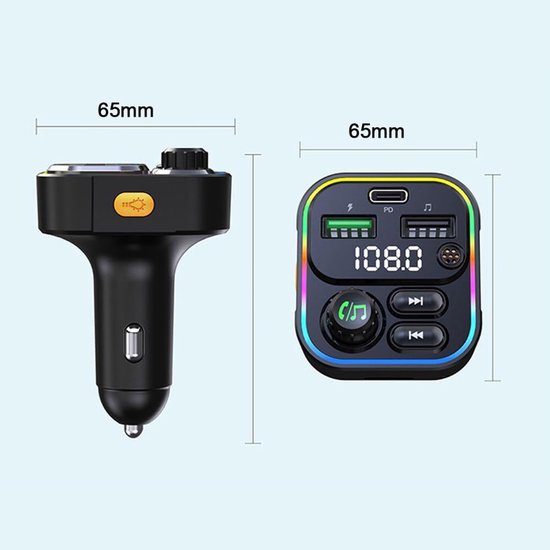 FM Transmitter Auto – Bluetooth 5.3 Carkit – USB-C Snellader 22.5W – USB-A & SD Kaart – Zwart-Ilumina Benelux