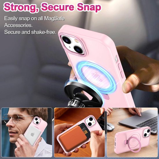 iPhone 16 Pro Max Hoesjes – MagSafe Backcover met Standaard – Schokbestendig – Roze-Ilumina Benelux