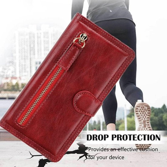 Samsung Galaxy S23 Plus Hoesjes – Vintage Portemonnee Hoes – Magneetsluiting – Pasjeshouder – Rood-Ilumina Benelux