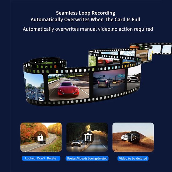 Dashcam auto – 4K Dual Voor & Achter – 64GB – GPS WiFi ADAS Nachtzicht Parkeerbewaking – 170° Groothoek – 3” Display – Zwart-Ilumina Benelux