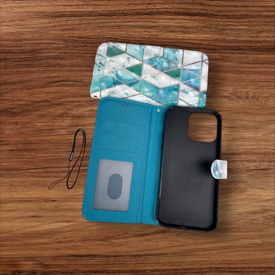 iPhone 13 Pro Max Hoesjes – Portemonnee Book Case – Pasjeshouder – Magneetsluiting – Marmer Print-Ilumina Benelux