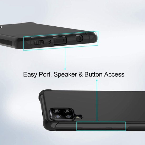 Shockproof Hoesje Geschikt voor: Samsung Galaxy A42 - Anti Shock Silicone Bumper - Zwart + 1X Screenprotector