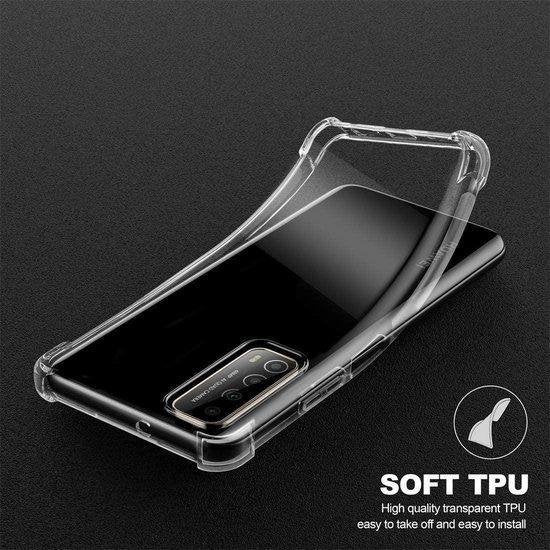 Huawei Y6p/Y6s Hoesjes – Transparante Siliconen Backcover – Schokbestendig Bumper – Incl. 3x Gehard Glas Screenprotector-Ilumina Benelux