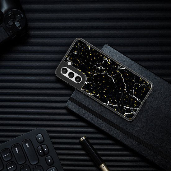Samsung Galaxy S21 FE Hoesjes – Siliconen Backcover met Print – Schokbestendig – Zwart-Ilumina Benelux