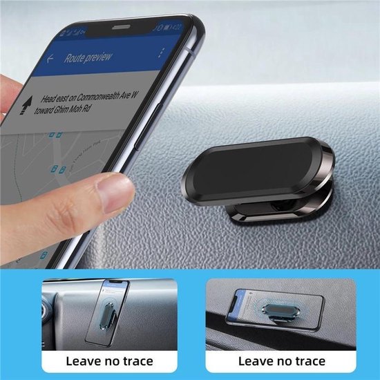 Telefoonhouder auto – Magnetisch – 360° Draaibaar – Magneetstrip Sticker – Zilver – Luxe Bass LB-437-Ilumina Benelux