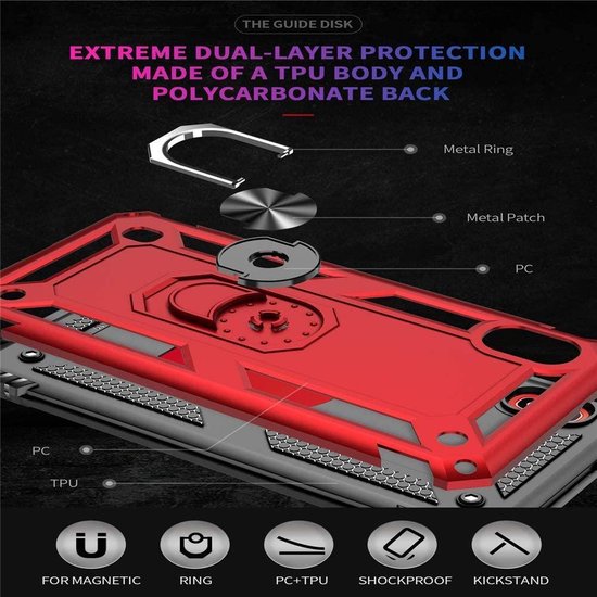Samsung Galaxy A10 Hoesjes – Anti-Shock Hybride Ring Armor Backcover – Schokbestendig – Goud-Ilumina Benelux
