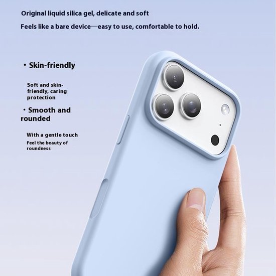 iPhone 17 Pro Hoesjes – Liquid Silicone Backcover – Soft Touch – Incl. Screenprotector & Camera Lens Protector – Haze Blauw-Ilumina Benelux