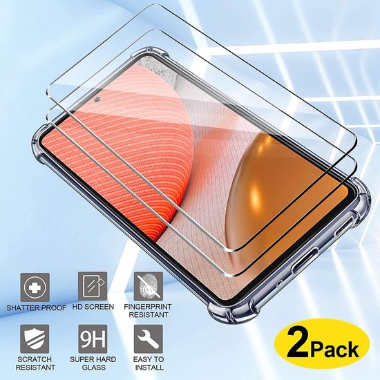 Samsung Galaxy A72 5G Hoesjes – Schokbestendige TPU Siliconen Backcover – 2x Gehard Glas Screenprotector – Transparant-Ilumina Benelux