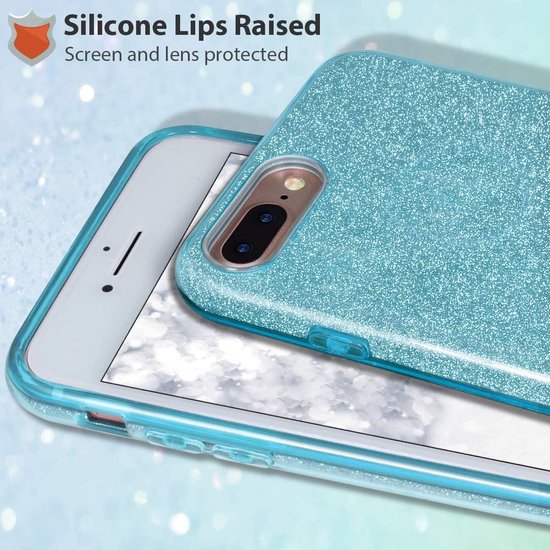 iPhone SE 2020/7/8 Hoesjes – Siliconen TPU Backcover – Glitter BlingBling – Schokbestendig – Blauw-Ilumina Benelux