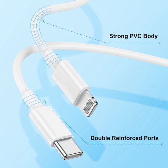 Oplader – Geschikt voor iPhone & iPad – 45W USB-C Snellader – USB-C naar Lightning Kabel 1,5M-Oplader-Ilumina Benelux