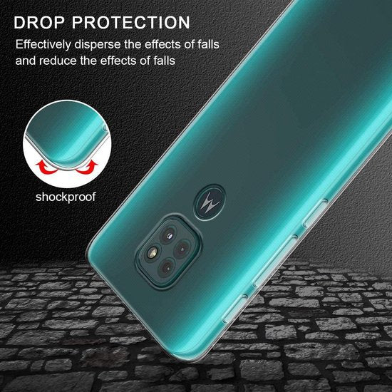 Motorola Moto E7 Plus Hoesjes – Transparante Siliconen Backcover – Inclusief 2 Screenprotectors – Anti Kras-Ilumina Benelux
