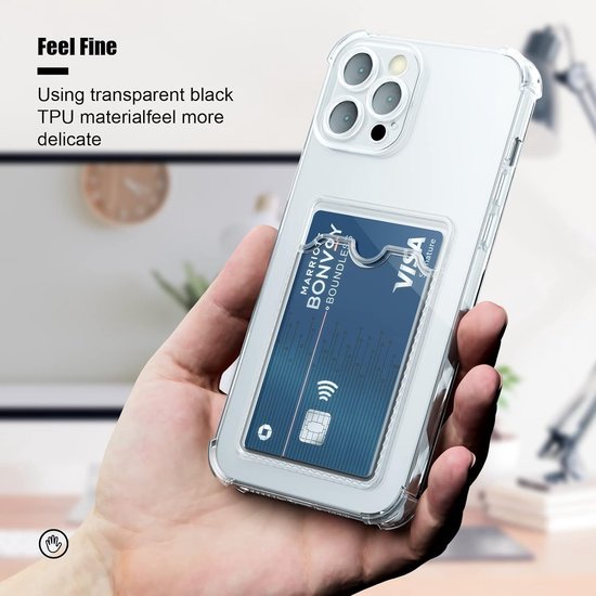 iPhone 13 Pro Max Hoesjes – TPU Backcover – Schokbestendig – Pasjeshouder – Transparant-Ilumina Benelux