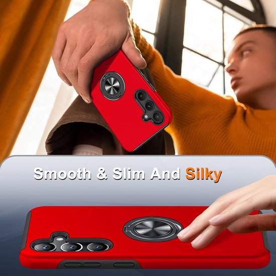 Samsung Galaxy A25 Hoesjes – Schokbestendige Backcover – Inclusief Screenprotector Gehard Glas – Rood