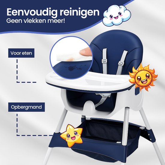 Kinderstoel 4-in-1 – Velox Goods VL-508 – Verstelbare rugleuning – Veiligheidsgordel & opbergruimte – Opvouwbaar antislip-Kinderstoel-Ilumina Benelux