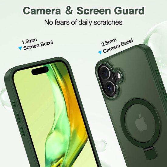 iPhone 16 Plus Hoesjes – MagSafe Backcover met Standaard – Schokbestendig – Groen-Ilumina Benelux