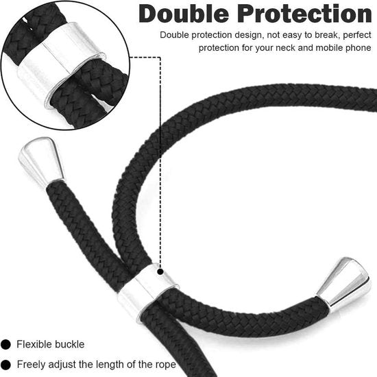 Samsung Galaxy Note 20 Ultra Hoesjes – Backcover met Koord – Schokbestendig – Schouder/Nek Draagriem – Zwart