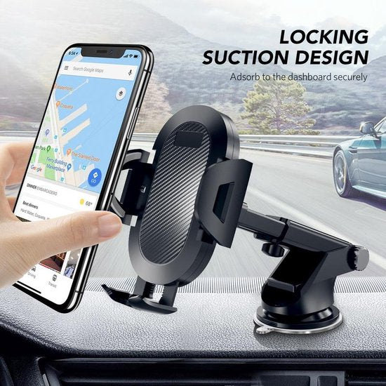 Telefoonhouder auto – Zuignap voor voorruit & dashboard – 360° draaibaar – Geschikt voor iPhone 12/13/14 – Zwart-Ilumina Benelux