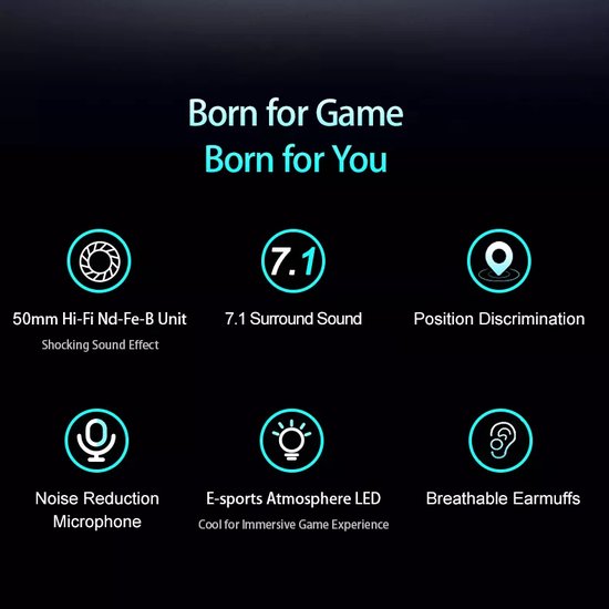 Draadloze Gaming Headset - G1000 - zwart - Geschikt voor: Playstation PS4/PS5, PC & Nintendo Switch, Laptop, iPhone en iPad